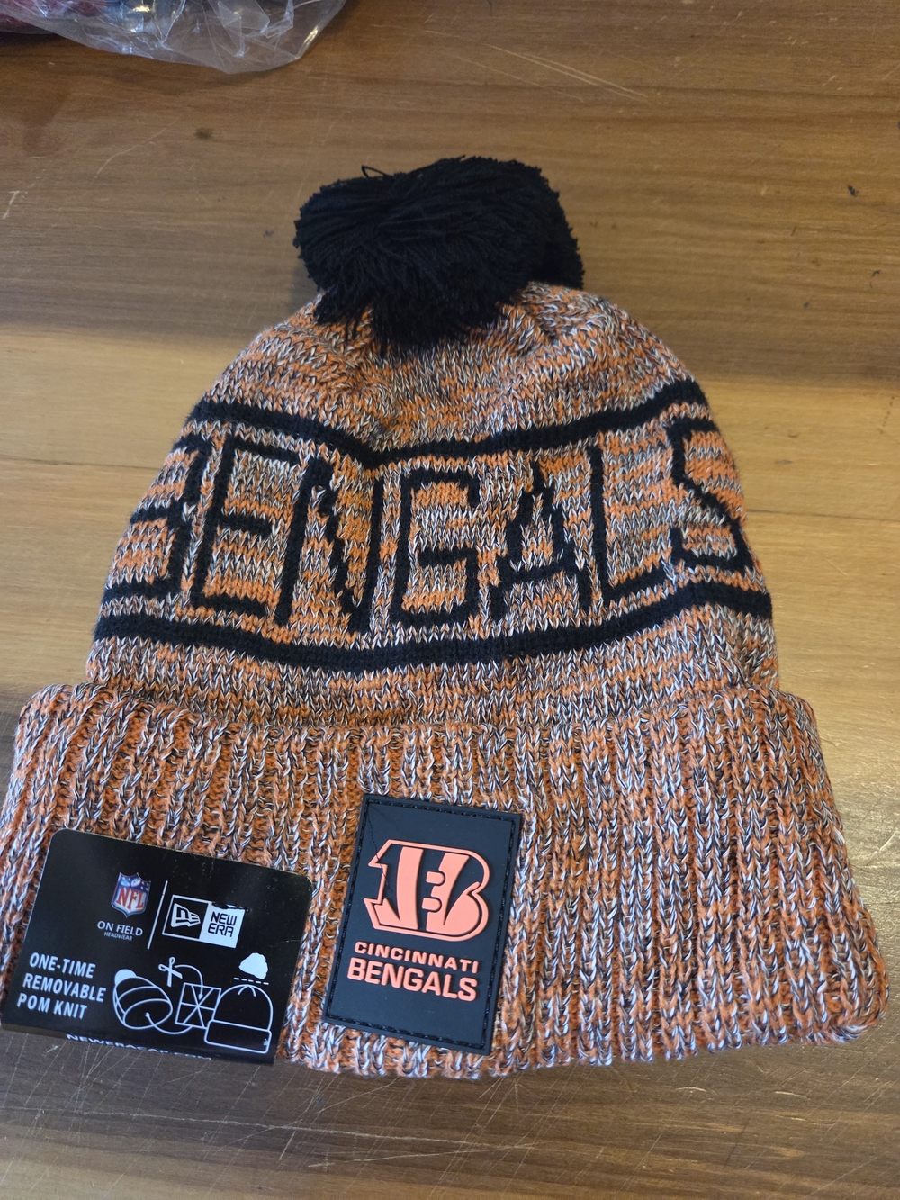 Cincinnati Bengals Orange & Black Pom Knit Beanie by New Era
